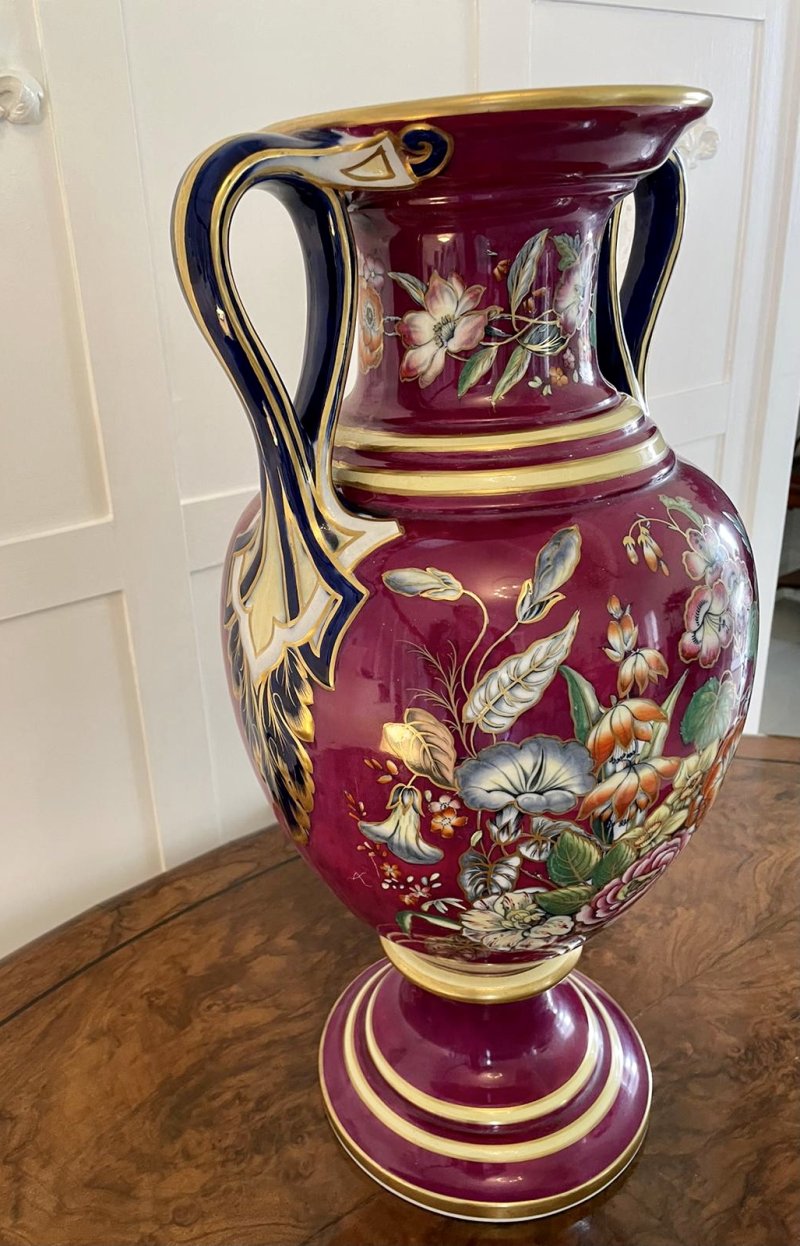 Exceptional Large Staffordshire Porcelaneous Twin Handled Vase - Image 8